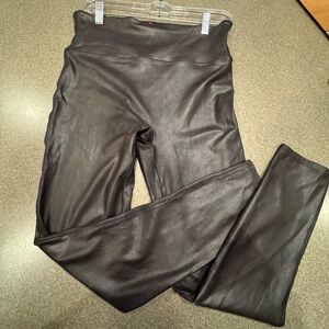 Spanx black Faux Leather Leggings sz XL
